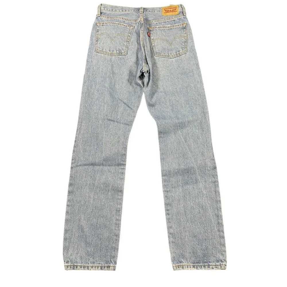 Levi's 501 Jeans 27x30 Blue Light Wash Button Fly S110783 Distressed